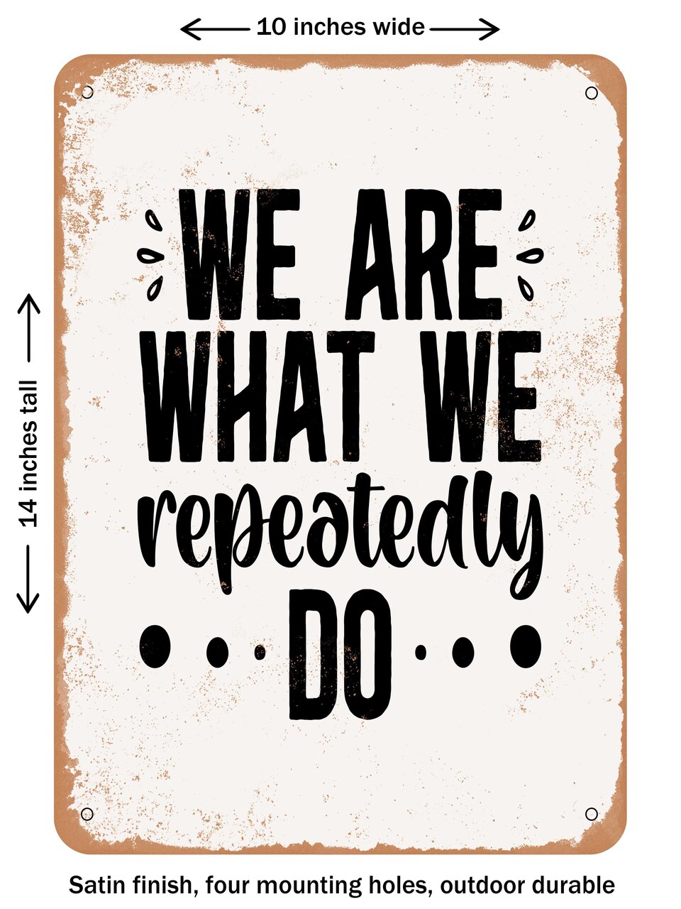 DECORATIVE METAL SIGN - We Are What We Repeatedly Do - Vintage Rusty Look